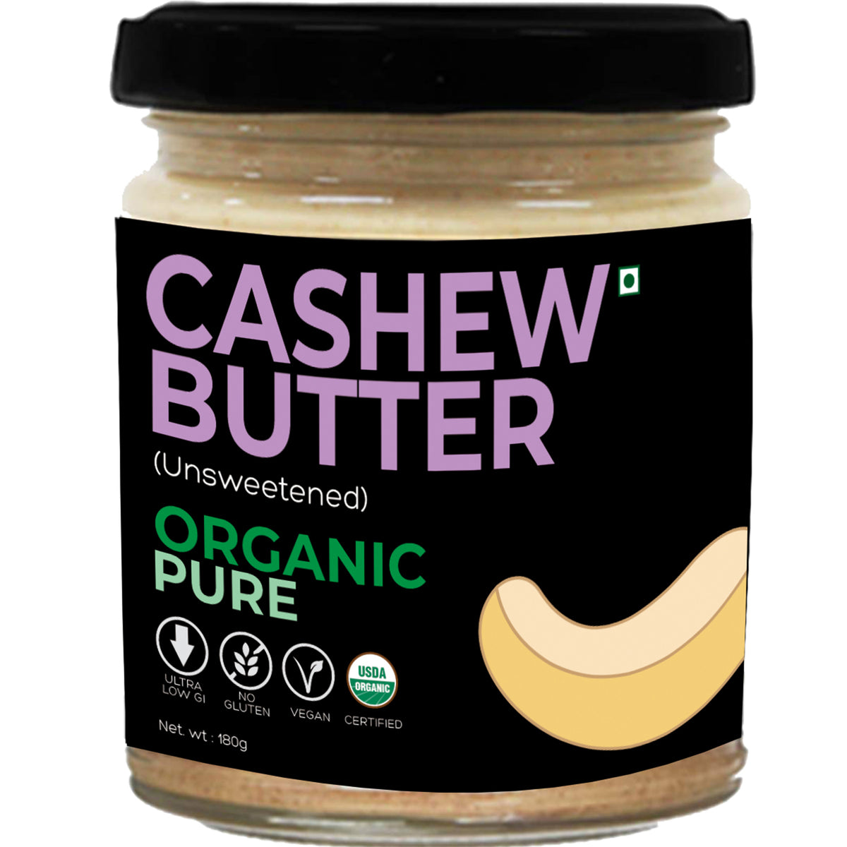 Organic Cashew Butter (Unsweetened) (SugarFree, USDA Organic, Gluten