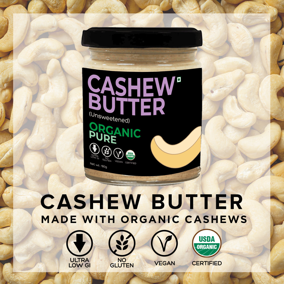 Organic Cashew Butter (Unsweetened) (SugarFree, USDA Organic, Gluten