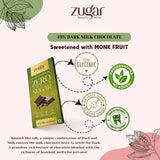 Zugar Hazelnut 49% Dark Milk Chocolate - 20g Sweetened with Monk Fuit - Pack of 5