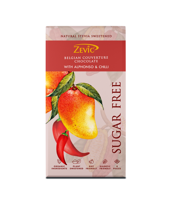 Zevic Belgian Couverture Chocolate with Alphonso and Chilli 96 gm