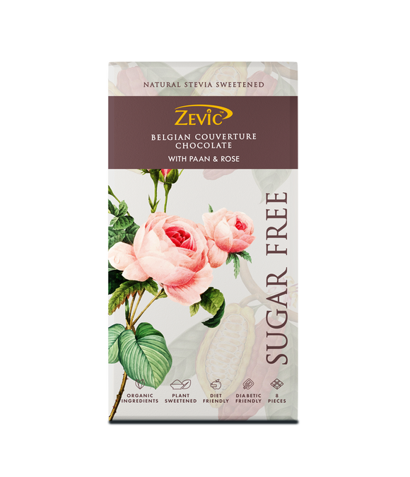 Zevic Belgian Couverture Chocolate with Paan and Rose 96 gm