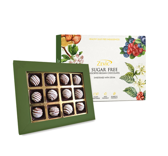 Zevic 70% Dark Sugar Free Keto Chocolate Pralines and Truffles Celebration Gift Pack